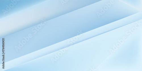 Clean shapes in white and soft blue layer sharply over each other in this polished, luminous background.