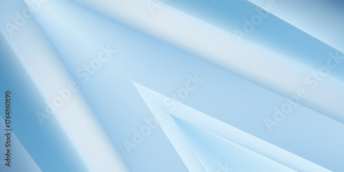 Clean shapes in white and soft blue layer sharply over each other in this polished, luminous background.
