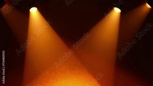 Dark Stage Stage with Two Orange Spotlights and Volumetric Light