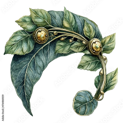 Statement Ear Cuff, watercolor vector, isolated on a white background.