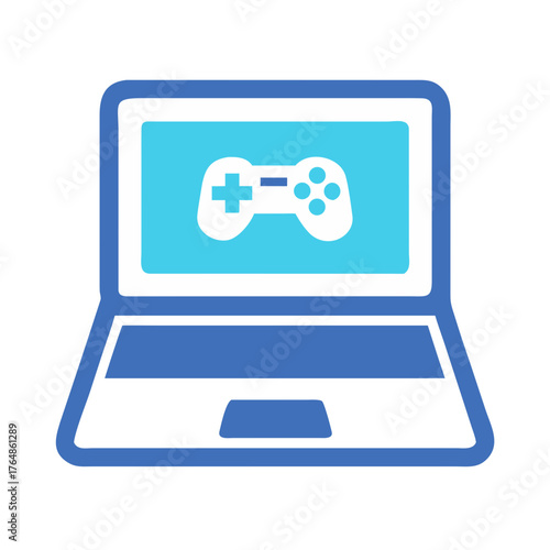 Gaming laptop pc for gamers, Illustration vector in transparent background