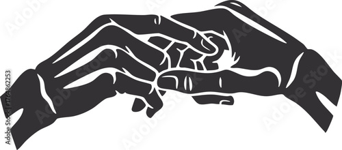two skeleton hands making a pinky promise
