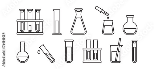 Chemistry line icon set,  vector illustration