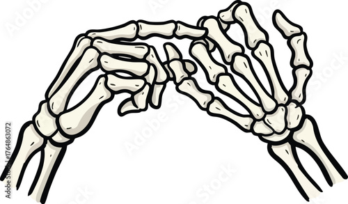 two skeleton hands making a pinky promise