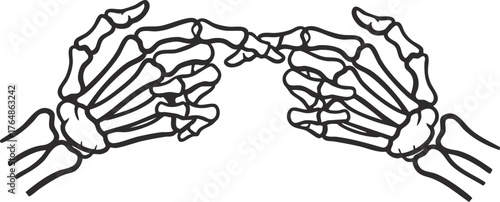 two skeleton hands making a pinky promise