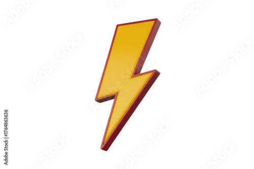 Free Download A vibrant 3D yellow lightning bolt symbol with a prominent red outline, representing energy, power, or alert, on a plain background. background removed - GFXLoad
