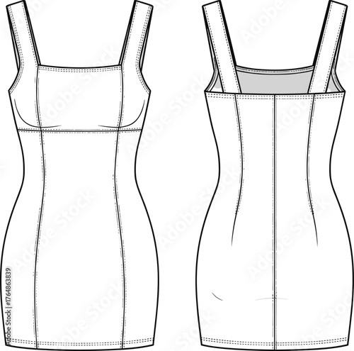 dress fashion design front and back view clip art preview