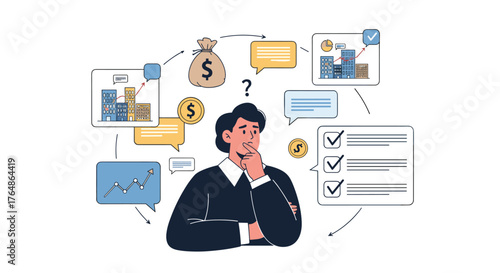 Business decision making and financial planning concept.