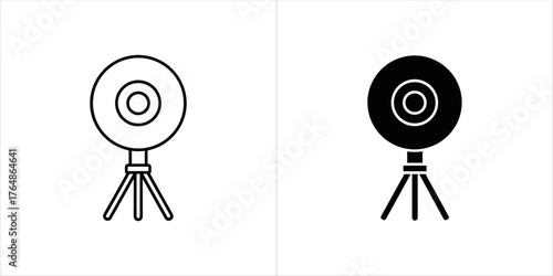 Vector art of webcam icon showing a camera on a tripod