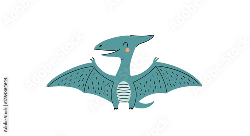 Cartoon Pterodactyl Illustration on White Background.