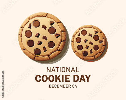 National Cookie Day poster with yummy freshly chocolate chip cookies.