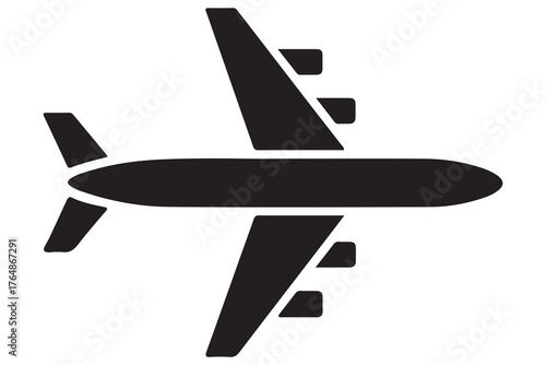 Airplane silhouette simple travel and aviation icon illustration
