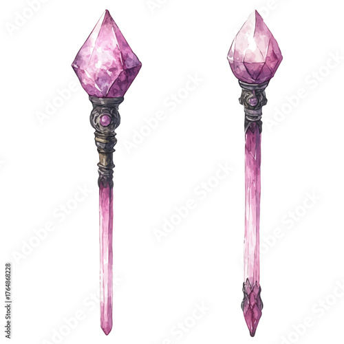watercolor vector of Sovereignas Scepter, isolated on a white background.