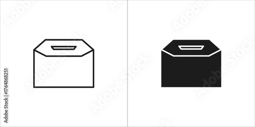 Vector art of two donation box icons, one outlined and one filled