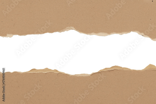 Wallpaper Mural Rustic torn brown kraft paper frames a solid transparent background, creating a textured opening. Perfect for text or design elements. background removed Torontodigital.ca