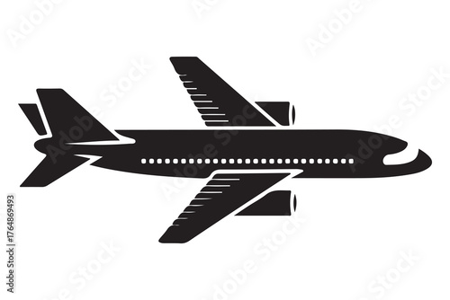 Airplane silhouette simple travel and aviation icon illustration
