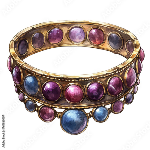 Sorceress Choker, watercolor illustration vector, isolated on a white background.