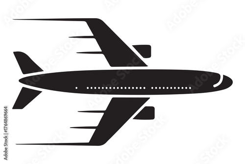 Airplane silhouette simple travel and aviation icon illustration
