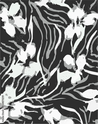 summer tropical garden floral leaves illustration background seamless pattern repeat print textile fabric vector artwork