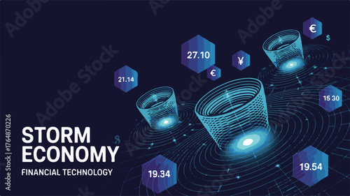 Futuristic financial data visualization abstract background