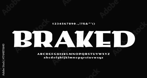 Braked Font. Modern Bold Font. Sans Serif Font. Regular Italic Uppercase Lowercase Typography urban style alphabet fonts for fashion, sport, technology, digital, movie, logo design, 