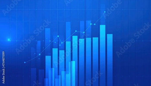 Wallpaper Mural Abstract blue business graph with growing bars and trend line showcasing upward trajectory Torontodigital.ca