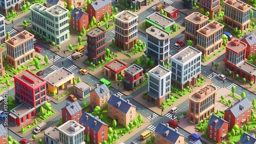 Wallpaper Mural Flying Over a 3D Cartoon Modern City Torontodigital.ca