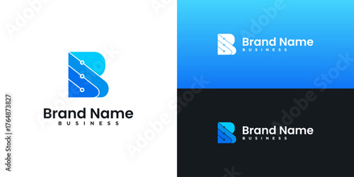 letter B logo for technology, internet, web vector logo design