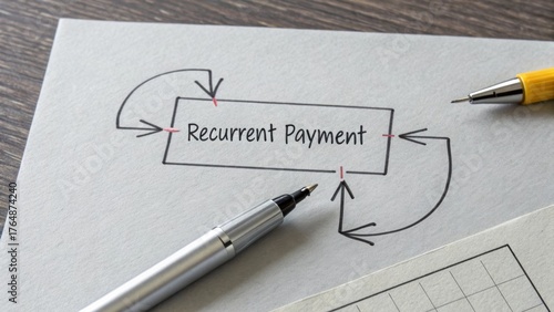 Diagram of Recurrent Payment Process Drawn on Gray Paper