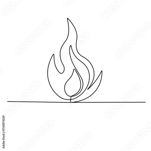Bon fire continuous one line drawing outline vector illustration