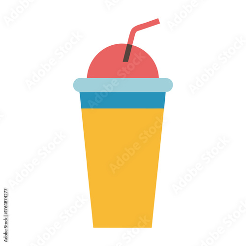 Vector illustration of cold drink and juice cup, Colorful and flat design style isolated on white background.