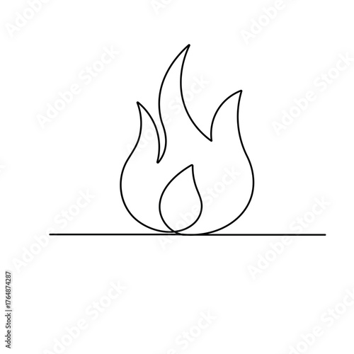 Bon fire continuous one line drawing outline vector illustration