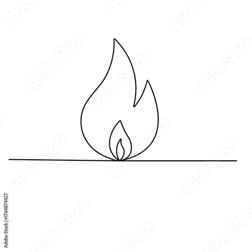 Bon fire continuous one line drawing outline vector illustration