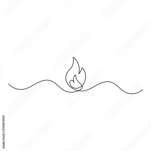 Bon fire continuous one line drawing outline vector illustration