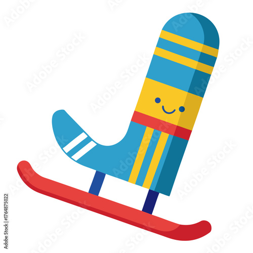 Ski cartoon object on a white background vector illustration