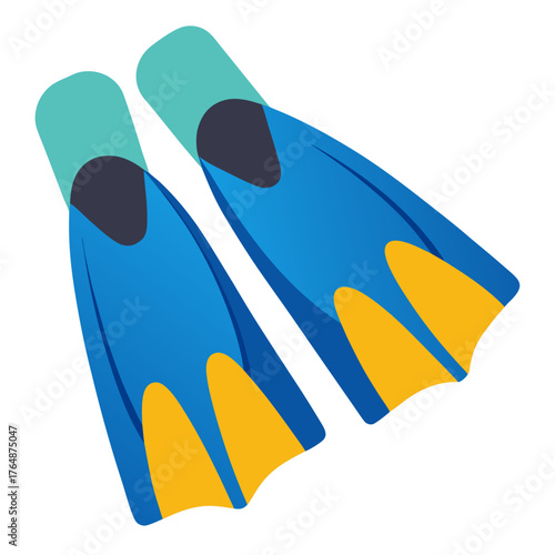 Diving flippers cartoon object on a white background vector illustration