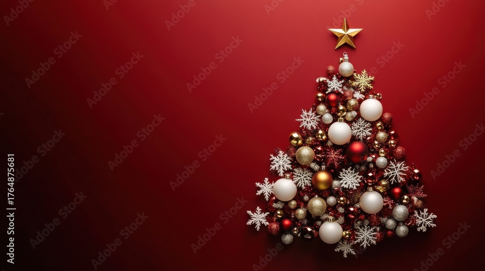 Fototapeta premium Christmas tree decoration celebration festive home seasonal decor cozy environment close-up view holiday spirit