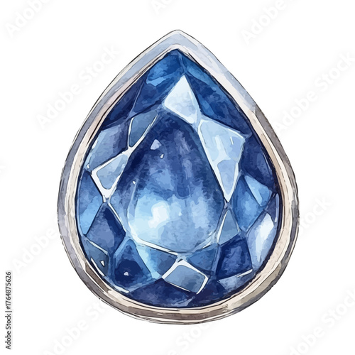 watercolor vector of Sapphire Nose Stud, isolated on a white background.