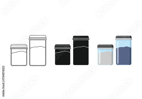 Glass Storage Containers Vector Illustration in Multiple Sizes for Kitchen Organization