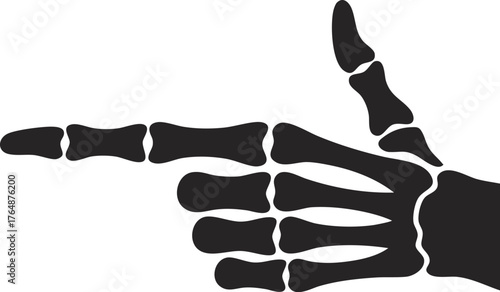 skeleton hand making a finger gun gesture