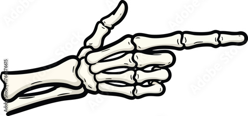skeleton hand making a finger gun gesture