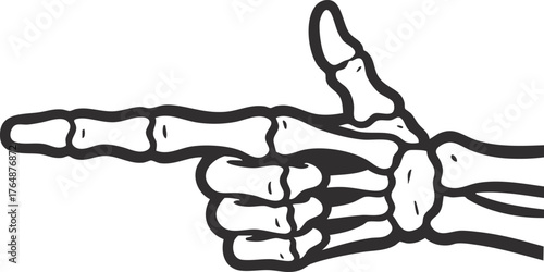 skeleton hand making a finger gun gesture