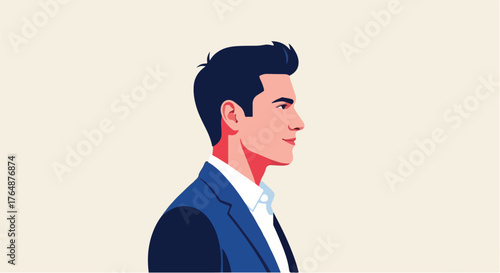Confident Entrepreneur Portrait – Modern Flat Vector of Business Success Mindset 3