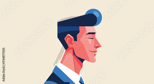 Confident Entrepreneur Portrait – Modern Flat Vector of Business Success Mindset