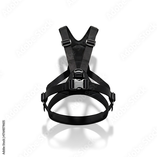 Black tactical dog harness with multiple attachment points