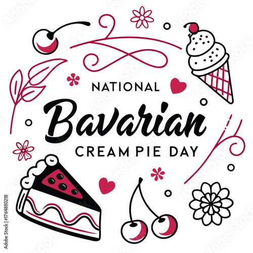 NATIONAL BAVARIAN CREAM PIE DAY vector illustration