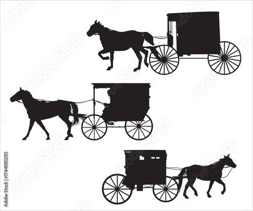 Amish Buggy svg, Amish Horse Buggy Svg, Amish Buggy Silhouette, Simple Amish Horse Buggy, Horse and Buggy, Carriage Horse PNG
