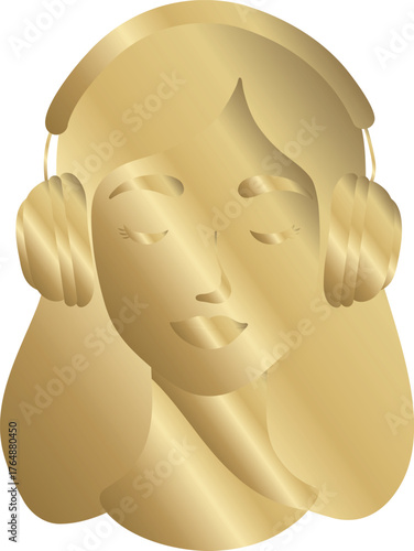 Golden Woman Listening to Music 