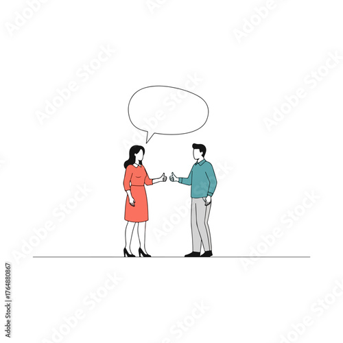 Two people giving thumbs up with a speech bubble above them.