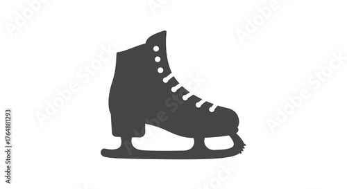 Monochrome silhouette of ice skate with classic design